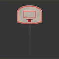 Basketball Hoop with Red Border White Backboard on Metal Pole and Net