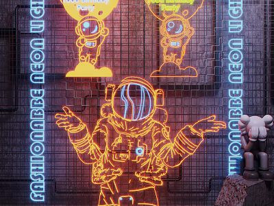 Modern Neon Astronaut Neon 3d model
