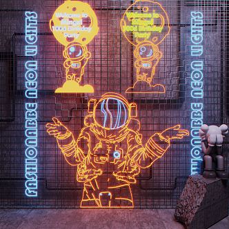 Modern Neon Astronaut Neon 3d model