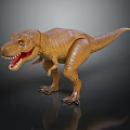 Standing Brown T Rex Dinosaur Character Model With Open Mouth And Sharp Teeth 3d model