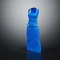 Elegant Stylish Blue Sleeveless Dress With Textured Fabric And Front Pockets