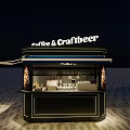 Coffee And Craft Beer Stand With Blue Awning And Beverage