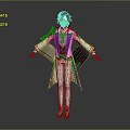 Game Movie Character With Blue White Robe Gold Accents Silver Blue Hair And Ornate Headdress