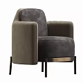 Elegant Modern Single Sofa With Gray Velvet Upholstery And Metal Legs Design