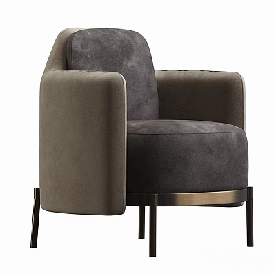 Elegant Modern Single Sofa With Gray Velvet Upholstery And Metal Legs Design 3d model