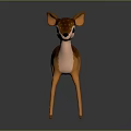 Cute Orange Deer Figurine with White Spots Standing 3D Model Design on Grey Background
