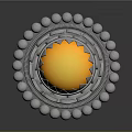 Elegant Silver Ring Featuring Spherical Yellow Gemstone and Surrounding Round Bead Decorations on Intricate Base