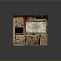 Underground Chamber With Brick Walls Map Laptop Metal Door Red Valve Grid Floor