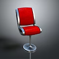 Modern Leisure Chair With Red Upholstery And Silver Metal Frame Round Base
