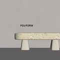 Modern Poliform Beige Bench with White Floral Pattern and White Legs 3d model