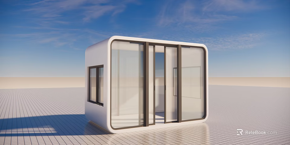 Contemporary White Office Building With Large Glass Doors And Sleek Modern Design 3d model 