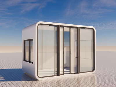 Contemporary White Office Building With Large Glass Doors And Sleek Modern Design 3d model