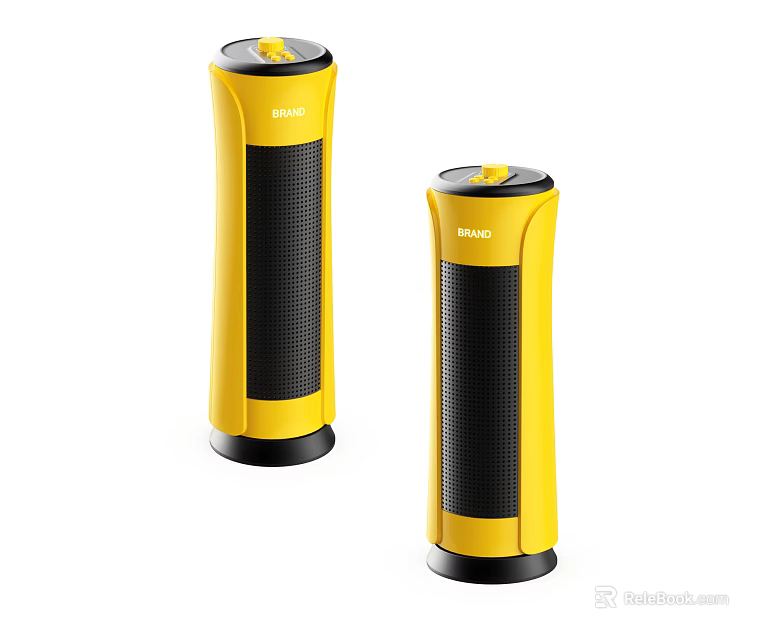 ENNO Brand Two Yellow And Black Vertical Speakers With Modern Design 3d model 