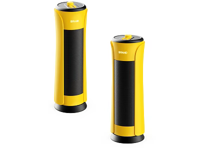 ENNO Brand Two Yellow And Black Vertical Speakers With Modern Design 3d model