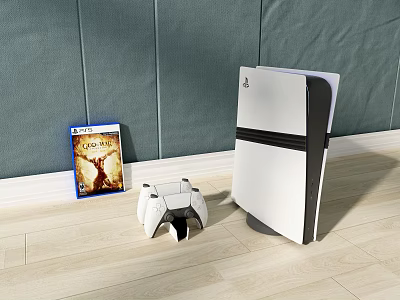 PlayStation 4 Entertainment Console With Wireless Controller And God of War Game Disc 3d model