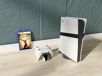 PlayStation 4 Entertainment Console With Wireless Controller And God of War Game Disc 3d model
