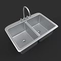 Durable Stainless Steel Double Bowl Kitchen Sink With Faucet Modern Practical Design