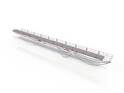 Modern Long Walkway Structure With Metal Railing And Platform Design 3d model