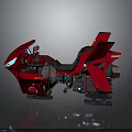 Futuristic Red Space Aerial Vehicle with Cockpit Thrusters and Tech Design for Cosmic Exploration