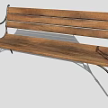 Classic Outdoor Wooden Bench with Metal Frame and Armrests for Garden Patio Use