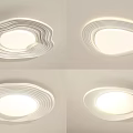 Stylish Modern White Ceiling Lights With Wavy Layered Design And Soft Warm Light 3d model