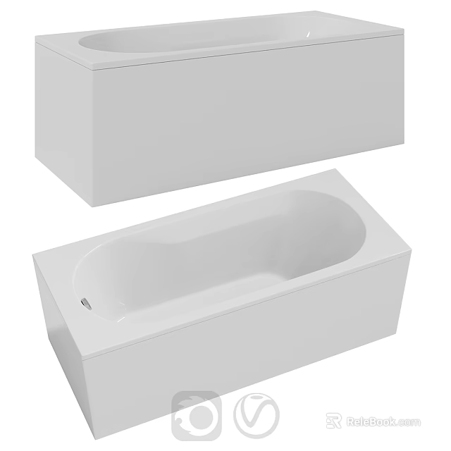 Modern White Rectangular Bathtub Design With Sleek Surface And Clean Lines 3d model