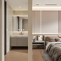 Modern Bedroom Interior Design With Comfortable Bed Bedside Tables And Window Curtains