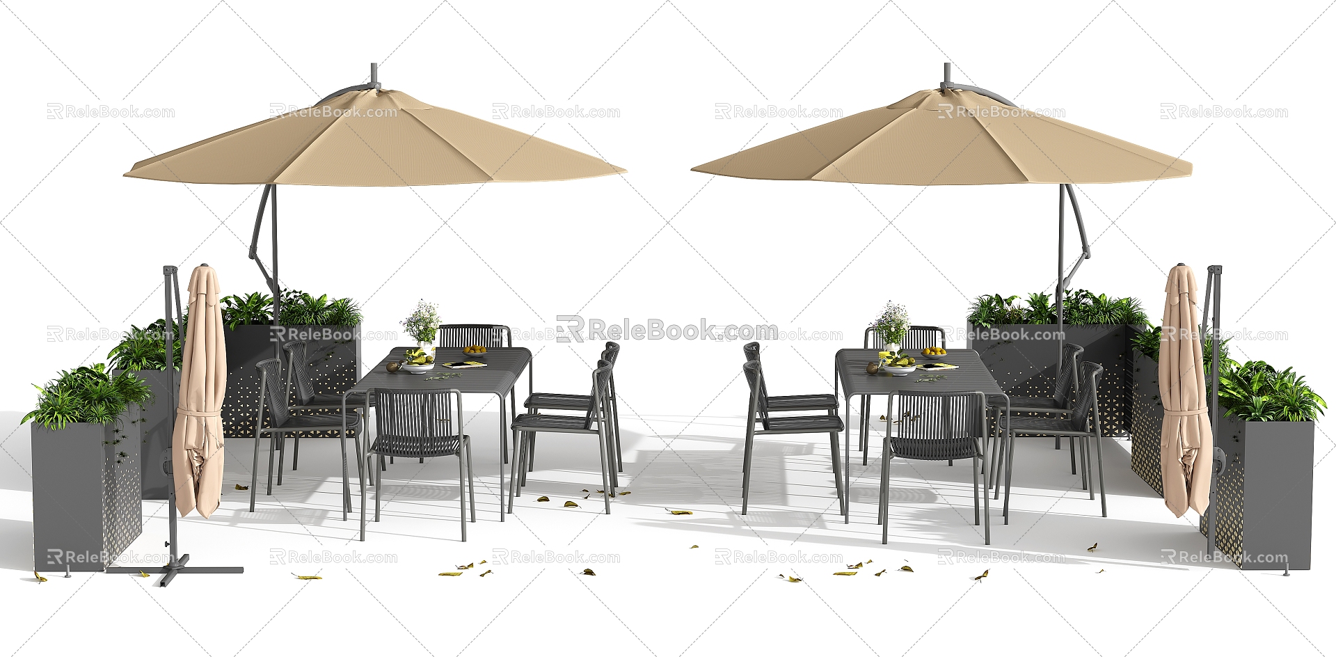 Outdoor tables and chairs 3d model