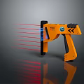 Orange Laser Gun Device With Red Laser Beams Black Grip And Control Buttons
