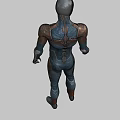 Game Movie Character With Silver Helmet Red Eye Dark Combat Suit And Brown Shoulder Armor