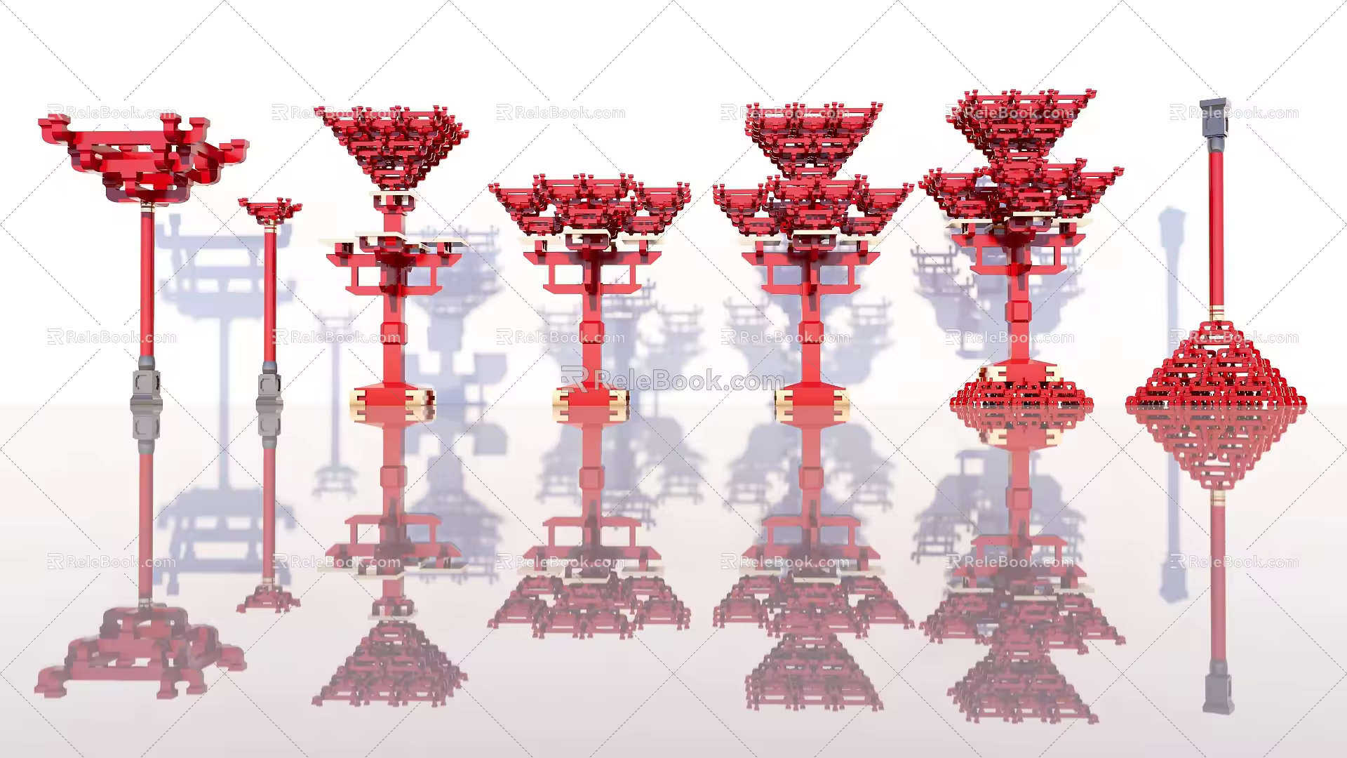 new chinese style column landscape column 3d model