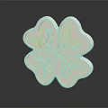 White Four Leaf Clover Shaped Decorative Object With Carved Leaves And Vines