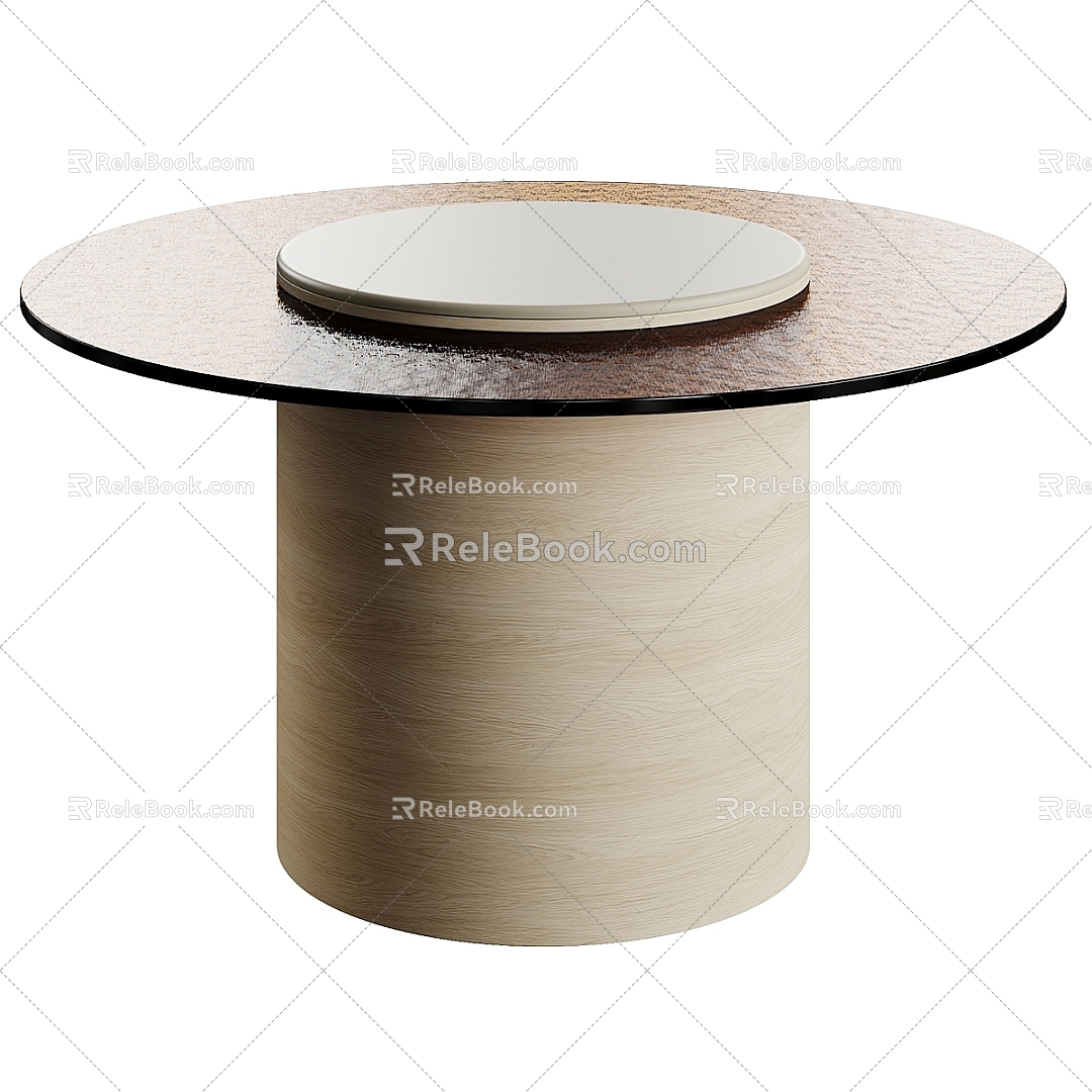 Round glass coffee table side table 3d model