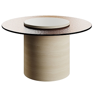 Round glass coffee table side table 3d model