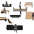 Modern Landscape Seats With Wooden And Black Designs For Outdoor Public Spaces