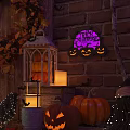 Halloween Decorative Lights with Trick Or Treat Lettering Pumpkins Bats And Spider Webs