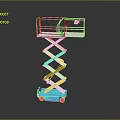 Blue Mobile Scissor Lift Equipment With White Guardrails And Wheels