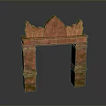 Scenic Landscape Featuring Ancient Red Brick Arch With Green Moss Accents