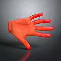 Red Hand Isolated On Dark Background With Glossy Surface And Reflection 3d model