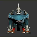 Turquoise White Spiked Character Creature With Red Claws 3D Model Design