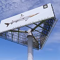 Outdoor Billboard Featuring Shark Image G Logo Blue Sky Trees Black Pickup Truck And Pedestrians