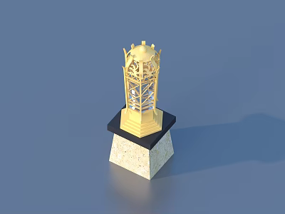 Golden Lighthouse Design Outdoor Light With Black And Beige Base Decorative Top 3d model