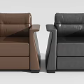 Brown and Black Leather Single Seater Sofas with Modern Minimalist Design 3d model