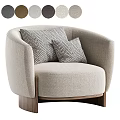 Beige Textured Accent Chair With Herringbone Pattern Throw Pillows And Wooden Legs