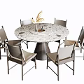 Modern Dining Table and Chair Combination Round Dining Table and Chair Combination 3d model