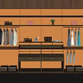 Modern Walk in Closet Interior Design With Hanging Rods Drawers And Decorative Shelves
