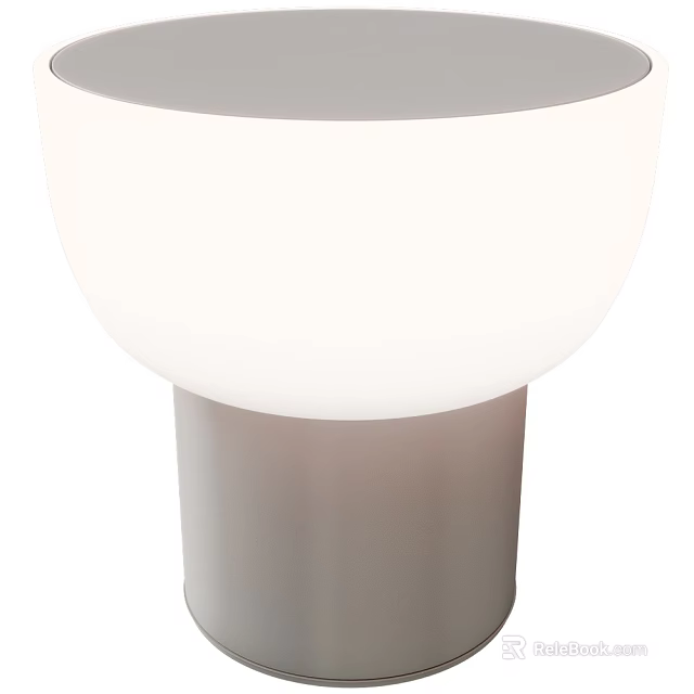 Modern Table Lamp With White Round Lampshade And Smooth Gray Base Design 3d model