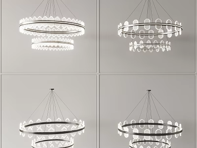 Stylish Modern Circular Chandelier Design With Layered Rings And Crystal Elements 3d model