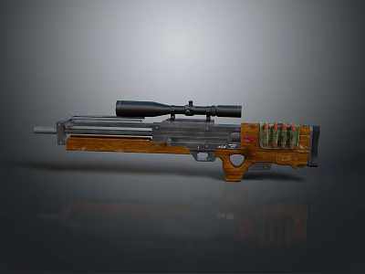 Detailed Sniper Rifle with Wooden Stock Telescopic Scope and Metal Magazine 3d model Detailed Sniper Rifle with Wooden Stock Telescopic Scope and Metal Magazine 3d model