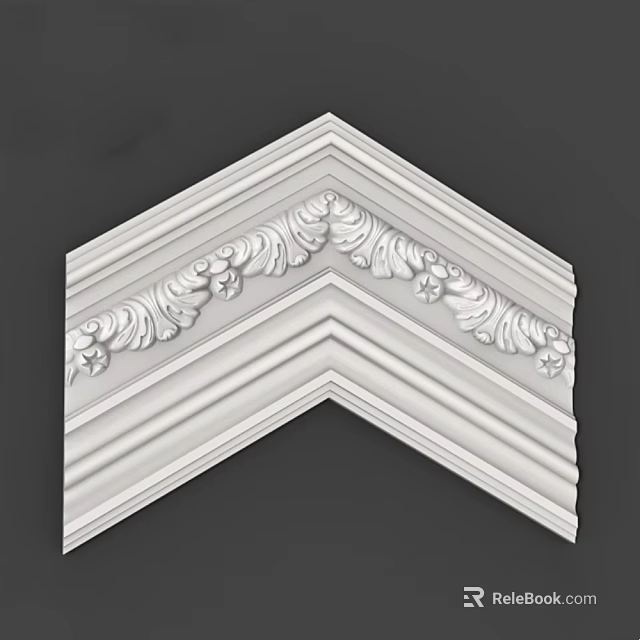 Ornate White Carved Coving Decorative Interior Ceiling Wall Molding Design Element 3d model